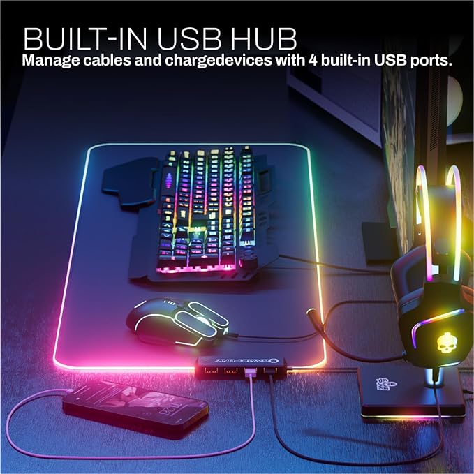 GAME PUNK 6-Piece Codebreakers RGB Gaming Bundle – Mechanical Keyboard RGB Mouse &amp XL Mousepad USB Hub Gaming Headset w/Stand Light Strip – PC Game Accessories for Desktop &amp Laptop