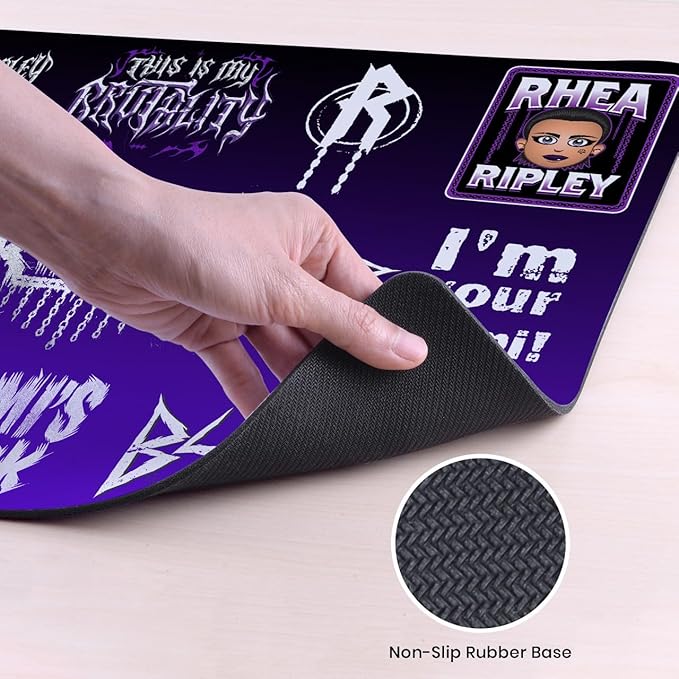 Head Case Designs Officially Licensed WWE Sticker Collage Rhea Ripley 37.4 x 15.75 x 0.16 inches (900 x 400 mm) - XL Gaming Office Desk PC Keyboard Mouse Mat Pad