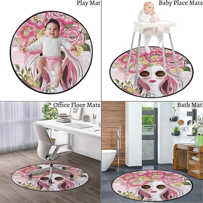 Sugar Skull Decor Round Area Rug Washable Indoor Throw Rugs for Living Room Bedroom Halloween Skull SkeletonMulticolor Diameter 43.3 in