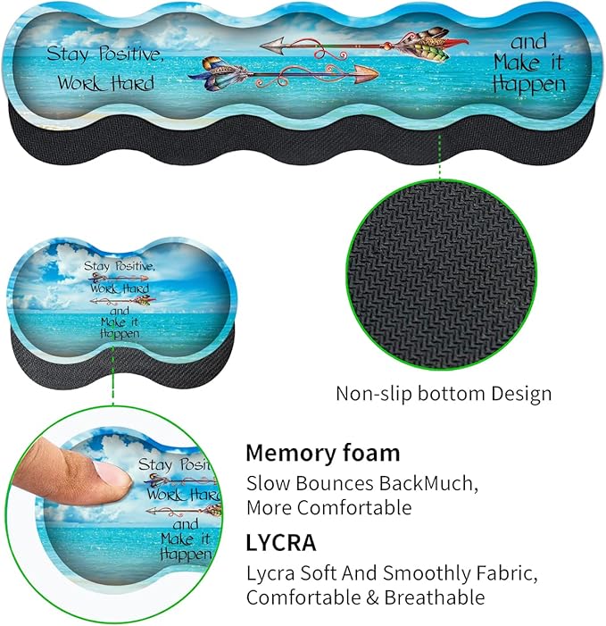 Ergonomic Keyboard Wrist Rest + Large Mouse Pad + Mouse Wrist Support Set Memory Foam Mouse Wrist Non-Slip Rubber Base for Easy Typing Extended Gaming Mousepads XXL Blue Sky Sea Desk Mat Decoration