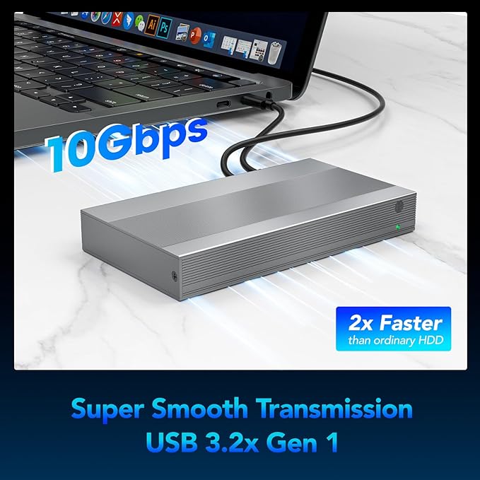 7.68TB U.2 Portable External Solid State DriveUSB 3.2x1 Up to 1070MB/sReliable Storage Compatible with Windows MacTablet Labtop