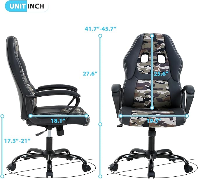Video Game Chairs Computer Gaming Chair for Adults with Adjustable Height Cheap Gamer Chair Desk Chair Gaming Chair with Lumbar Support for Teens