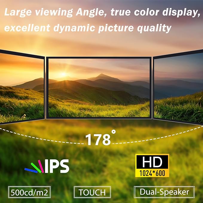 GeeekPi 10.1 inch Capacitive Touchscreen for Raspberry Pi HDMI Monitor IPS 1024X600 LCD Display with Dual-Speaker for Raspberry Pi 5/4B/3B+/3B/B+ with Mount Hole to Install Raspberry Pi Board