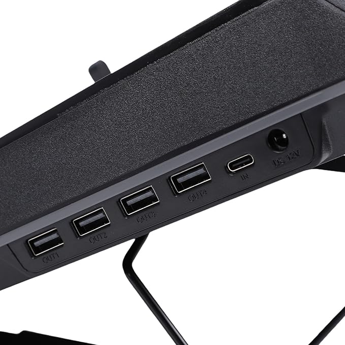 Focket Laptop Cooling Pad 5.5 Inch Fan 71.9 MmH2O Wind Pressure RGB Lighting Modes with 4 USB Ports 1 Type C for 15.6 19 Inch Gaming Laptops