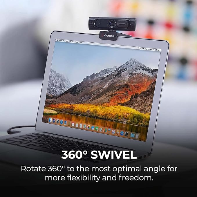 AVerMedia PW315 TAA/NDAA Compliant 1080p 60fps Webcam – Wide-Angle USB Camera with Dual Mics &amp AI Auto Framing Fixed Focus HD Webcam for PC/Mac Zoom Teams Google Meet Streaming Content Creat