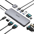 MacBook Pro Docking Station Dual Monitor HDMI Adapter12 in 1 USB C Adapters for MacBook Pro Air Mac HDMI Dock Dongle Dual USB C to DualHDMI VGA Ethernet AUX 4USB SD/TF100W PD