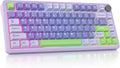 surmen M75 75% Wireless Creamy Keyboard with Gasket Pre-lubed Triple Mode Bluetooth Mechanical Gaming Keyboard BT5.0/2.4Ghz/USB with Sound Absorbing Pads Hot-Swap(Lavender)