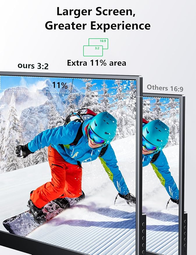 Portable Monitor 14 inch 3:2 QHD IPS Laptop Display Dual USB C HDMI Laptop Screen Extender 2160 * 1440P Gaming Display with 2 Speakers Travel Monitor for Laptop PS4/5 PC Phone Xbox Switch