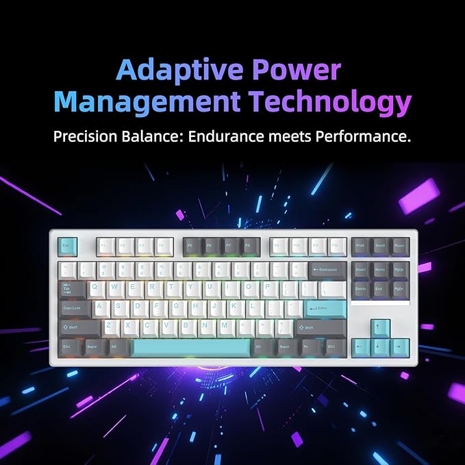 FE87 V2 Wired Mechanical Keyboard Dual 8KHZ Polling Rate Support SODC/Latency As 0.125MS/ARGBHot Swappable Gasket Sturcture Gaming Keyboard (White/Green Phoenix Switch)