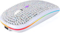 Rechargeable Bluetooth Wireless Mouse with Bling Crystal Rhinestones &amp 7-Color LED Lights - Silent Dual Mode Wireless Mouse for Laptops PCs and Macs - Perfect for Office Travel &amp Home Use (