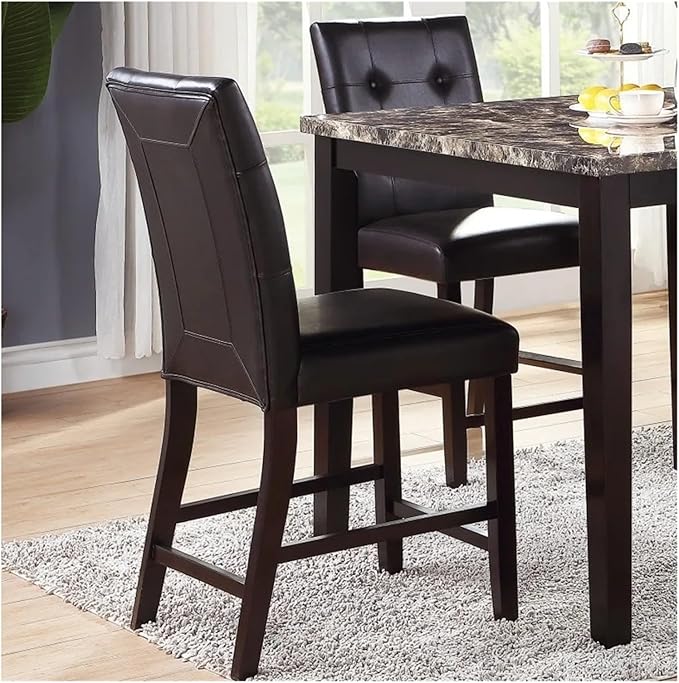 Adjustable Office Computer Chair with Armrest 2pcs Simple Contemporary Brown Finish Dining Chair with Tufted Back