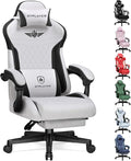 GTPLAYER Gaming Chair with Footrest Big and Tall Game Chair High Back Computer Office Chair with Lumbar Support for Adults Ergonomic Swivel Games Chair with Cushion Gaming Fabric Grey
