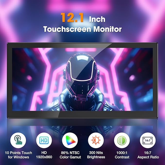 Laptop Screen Extender12.1 Portable Monitor with Stand USB C IPS Travel Monitor Dual Built-in Speakers Horizontal and Vertical for Laptop PC MAC Switch PS4/5
