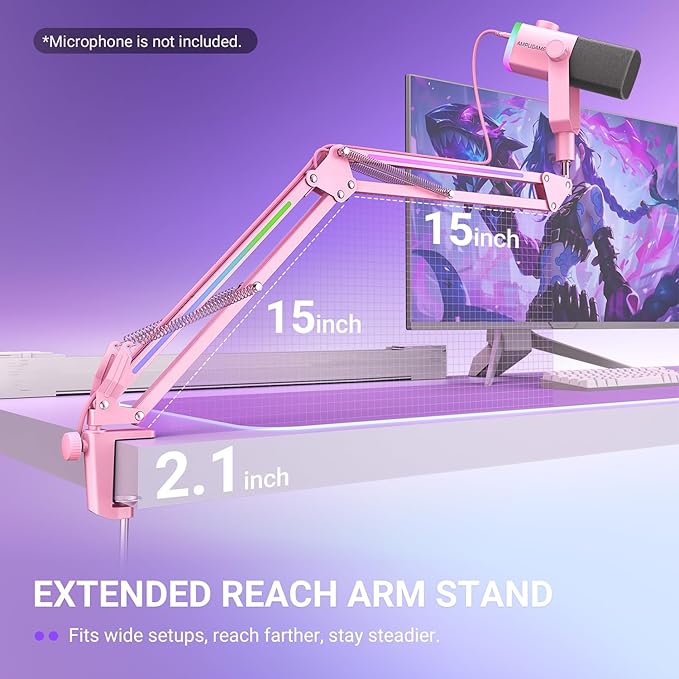 FIFINE XLR/USB Dynamic Microphone RGB Mic Arm &amp XLR Cable Bundle Gaming PC Mic with Headphone Jack Adjustable Metal Mic Stand and 5.9ft Cord for Streaming Studio Recording-(AM8P+BM38P+L9CP)