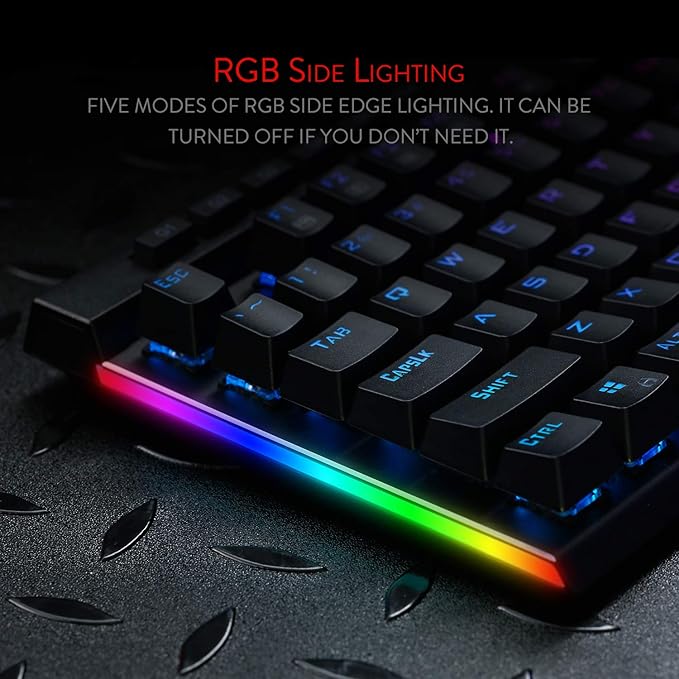 Redragon K580 VATA RGB LED Backlit Mechanical Gaming Keyboard with Macro Keys &amp Dedicated Media Controls Hot-Swappable Socket Onboard Macro Recording (Blue Switches)