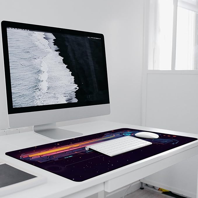 Black Handgun Mouse Pad Large Desk Mat Extended Keyboard Mouse Pad with Non-Slip Base and Stitched Edge Mouse Mat Desk Pad 36x16 Mouse Pads for Desk Home Office Gaming