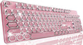 EWEADN TK950 Typewriter Keyboard Wireless Mechanical Keyboard 104 Keys Aesthetic Typewriter Keyboards with White Backlit Anti-Ghosting Blue Switch Bluetooth/2.4GHz/Wired Keyboards-Pink