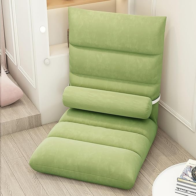 NaKeah Folding Floor Chair Lazy Sofa Lounger Recliner with 5-Position Adjustable Backrest Home Office Lounge Chair for Reading Games MeditationC