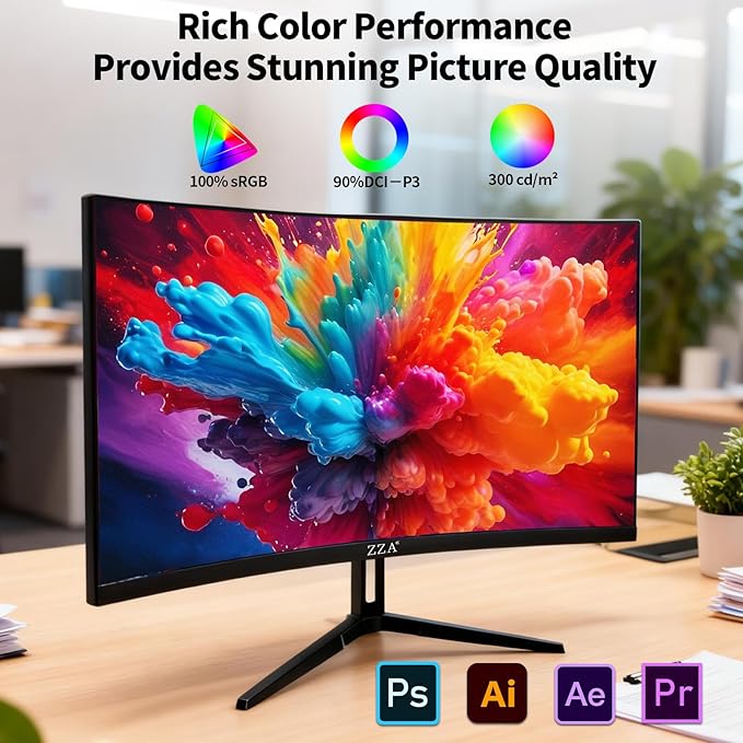 ZZA 27 Inch 4K Gaming MonitorDual Mode UHD(3840x2160) 144Hz &amp FHD（1920 * 1080） 300Hz Adaptive SyncHDMI 2.1 &amp DP 1.4 Tilt Adjustment PC Monitor VESA Black