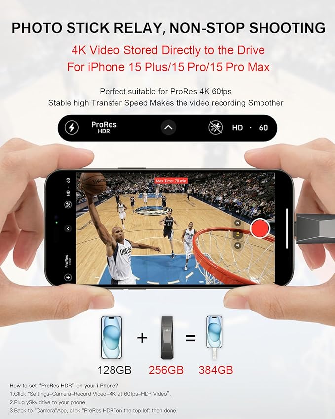 ySky 256GB USB 3.2 Solid State Flash Drive 1000MB/s High Speed USB C+ USB 3.2 Gen2 Dual Interfaces Thumb Drive USB C Memory Photo Stick for iPhone15/15 Plus/15 Pro/15 Pro Max/USB-C PhoneLaptopMac