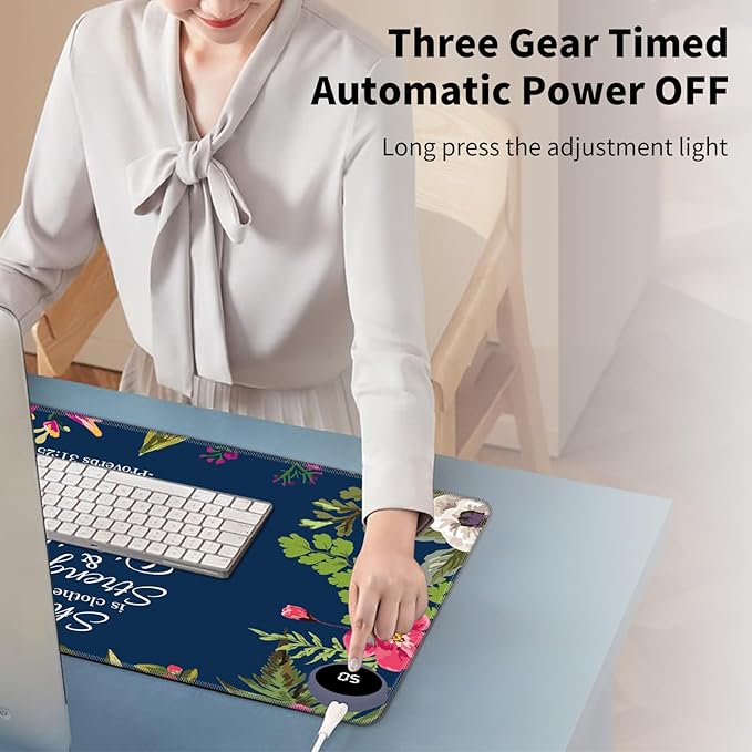 Warm Desk PadWarm Mouse Pad GamingOffice Desk Matwith 3 Levels Heated &amp 3 Hours Auto Shut - 23.6 x 14.2 inch PU Leather Laptop Keyboard Mat for Home Office Hand WarmerPsalm 31:25 Watercolor Fl