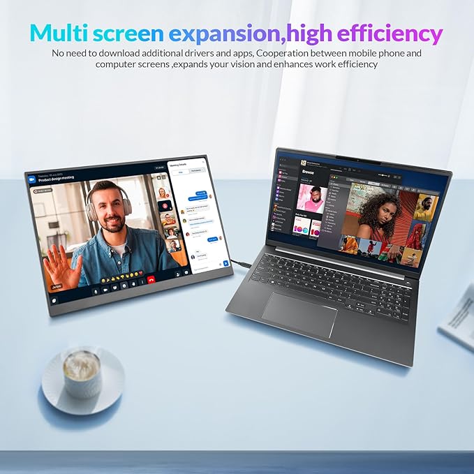 Rii Portable Monitor 16 Inch 144Hz QHD 2.5K 2560X1600 100% sRGB IPS HDR Computer Display with Adjustable Stand USB-C HDMI Gaming Screen for Laptop/PC/Phone/Mac/Xbox/Switch/PS4/PS5 VESA Mountable