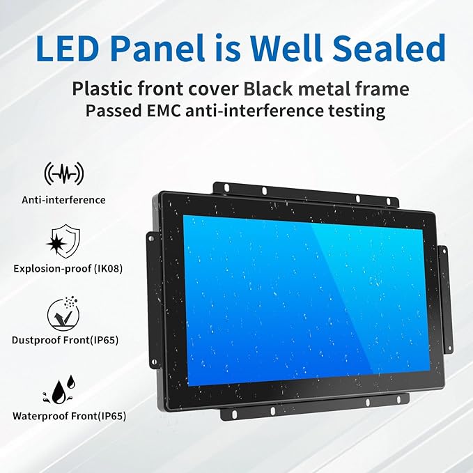 13.3 Inch Open Frame Touch Monitor PCAP 10-Point Touch Industrial Touchscreen Monitor with HDMI/VGA/DVI Interface Active Matrix TFT LCDLED Backlight with VESA Mount