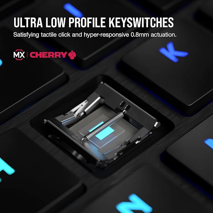 Corsair K100 AIR Wireless RGB Mechanical Gaming Keyboard - Ultra-Thin Sub-1ms Slipstream Low-Latency Bluetooth Cherry MX Ultra Low Profile Keyswitches - NA Layout QWERTY - Black