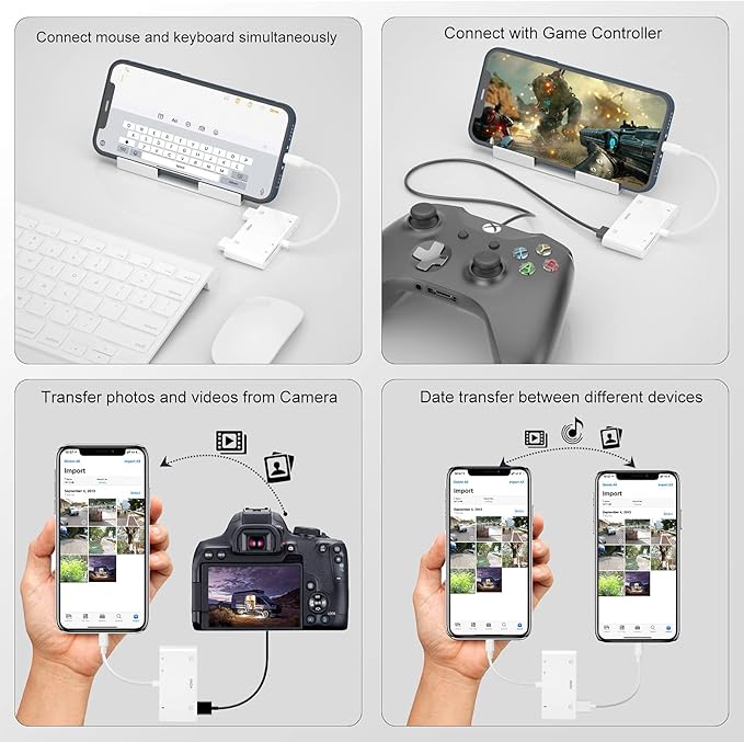 Lightning to HDMI Adapter for iPhone 6 in 1 TF &amp SD Card Reader with Charging Port HDMI Adapter to TV /Monitor/Projector/USB Drive/MIDI /Keyboard/Mouse Suitable for Meeting Speech and Teaching
