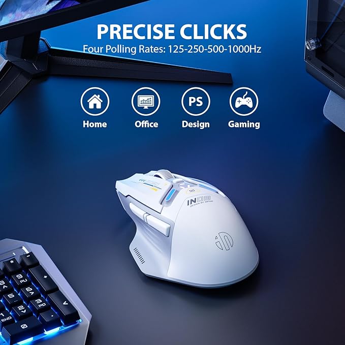 INPHIC IN9 Wireless Gaming Mouse True Tri-Mode Bluetooth/Type-C Wired/2.4G Wireless Connection 10000 DPl Fully Programmable RGB Backlit for Laptop PC Mac