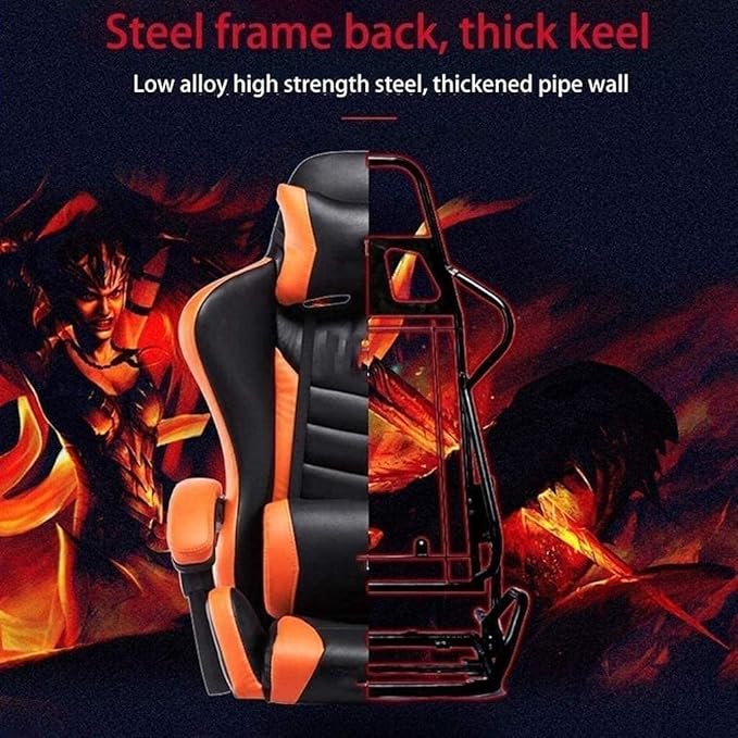 Chair Office Chair for HomeComfortable Lift Swivel Chair Office Chair E-Sports ChairHigh Back Gaming Chair Adjustable Office Chair with Footrest Computer Chair Kneeling ChairOrange (Color : Red)