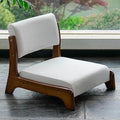 ELEFOCUS Tatami Chair with Upholstery Comfortable Floor Seat for Meditation Living Room Bedroom Bay Window(Gray LeatherWalnut)