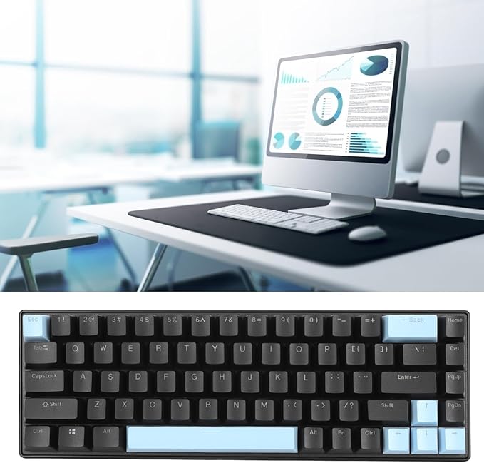Vikye Mechanical Gaming Keyboard RGB Backlight Compact 68 Keys Mini Wired Office Keyboard with Blue Switch Suitable for Windows for Android PC Laptop (Black