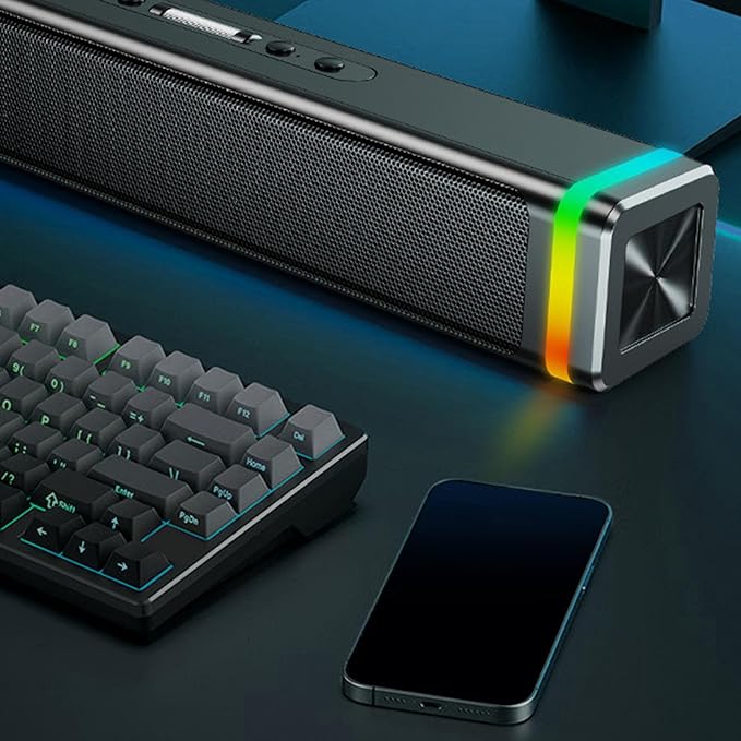 Computer Speaker PC USB Powered Laptop Stereo Speaker with RGB Light for Gaming Music