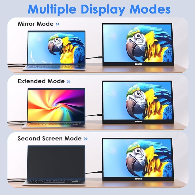 Portable Monitor 15.6 FHD 1080P IPS Screen with Low Blue Light Dual Speakers &amp 3.5mm Audio Jack Adjustable Stand USB-C/HDMI Compatibility for Laptop PC Phone Gaming Console