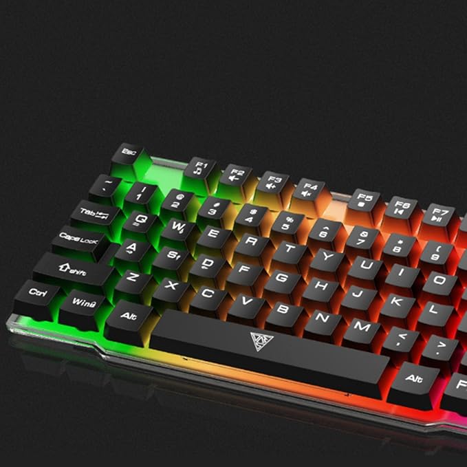 Mechanical Keyboard and Mouse Wired Gaming Keyboard Blue Switch 104 Keys Rainbow Backlit Keyboard and Wired Mouse 3200 DPI for PC Computer Gamer