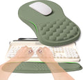 2-in-1 Ergonomic Set Wave Rise Keyboard Wrist Rest and Massage Bulge Slope Mouse Pad Wrist Support Cushion Memory Foam Integrated to Relieve Wrist Pain Olive Green