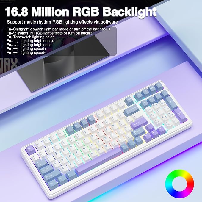 AULA F99 Wireless Mechanical KeyboardTri-Mode BT5.0/2.4GHz/USB-C Hot Swappable Custom KeyboardPre-lubed Linear SwitchesGasket StructureRGB Backlit Gaming Keyboard for PC/Tablet/Xbox/PS4/PS5