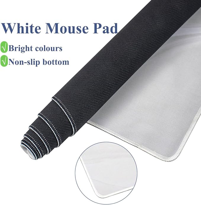 Gaming Desk Mat with Keyboard Wrist Rest Set 4 in 1 Large Mouse Pad &amp Cloud Keyboard Wrist Rest&amp Mouse Wrist Rest&ampCoaster Comfort and Support for Typing and Gaming(White)