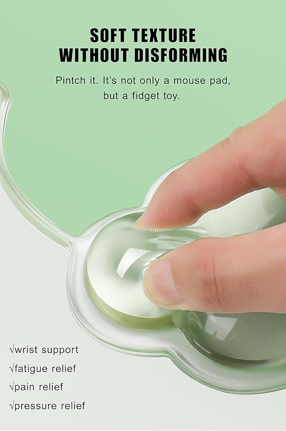 Mouse Pad with Wrist Rest Soft Cloud Gel Keyboard Mouse Pad Set with Hand Wrist Support Cute Non Slip Office Desk Accessories for Comfort/Pain Relief/Computer/Laptop (2Pc Clear Cloud)