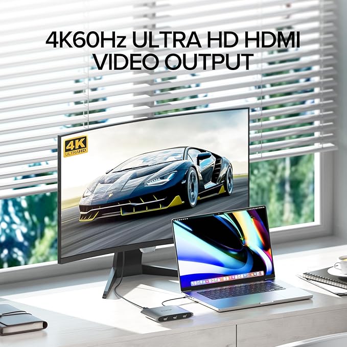 6-in-1 USB C Hub with 4K HDMI3 USBC 10 Gbps Data Ports Full-Featured USB-C（100W Power Delivery+10 Gbps Data Ports+4K DP）