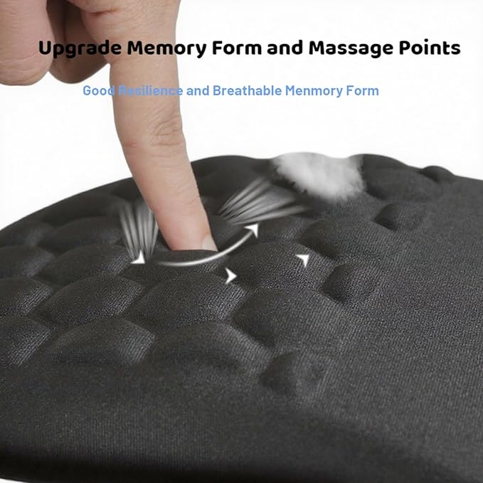 Ergonomic Mouse Pad Wrist SupportMemory Foam Wrist Rest Mousepad for Relieve Wrist Fatigue12x8inch Comfortable Massage Design Mouse MatOffice&ampGame Mouse Pad for LaptopComputerBlack