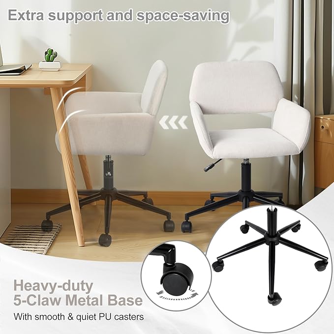 Homy Casa Swivel Adjustable Height Video Game Chair Mid Back Armchair for Work Home Office Living Room Modern Upholstered Computer Desk Chair
