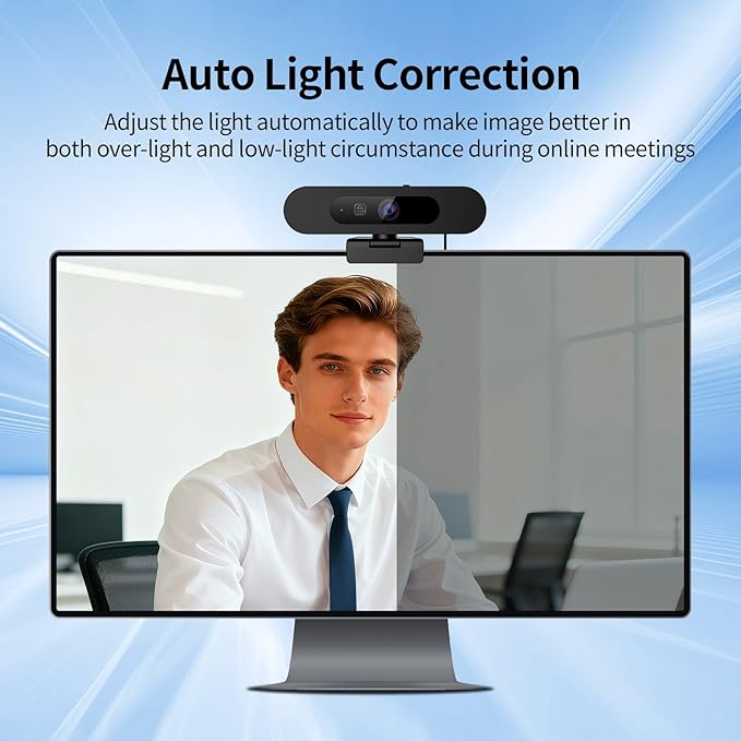 4K Webcam for PC 8MP USB Webcam with Dual Noise-reducing Microphones Picture-in-picture Auto Framing 5X Zoom 92° Wide FOV Auto Light Correction Perfect for Conference Video Callings Streaming