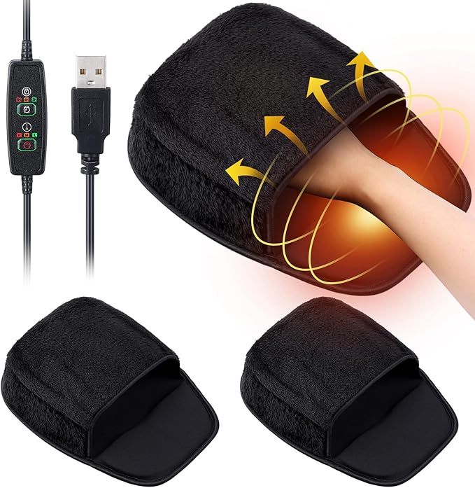 2pcs USB Heated Mouse Pad Hand Warmer 3 Temperatures Time Limit Mouse Pad Mat with Wrist Rest Controller Gaming Mousepad Desk Accessories for Winter Valentines PC User Gift Office Home Computer