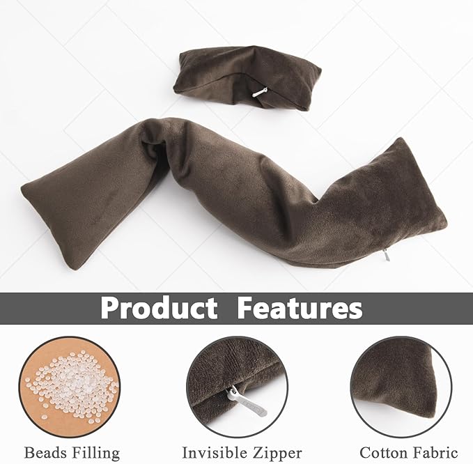 Keyboard Mouse Wrist Rest Bean Bag Set Ergonomic Wrist Rest for Keyboard and Mouse Filled Ergo Beads for Laptop Desktop Computer (Dark Brown)