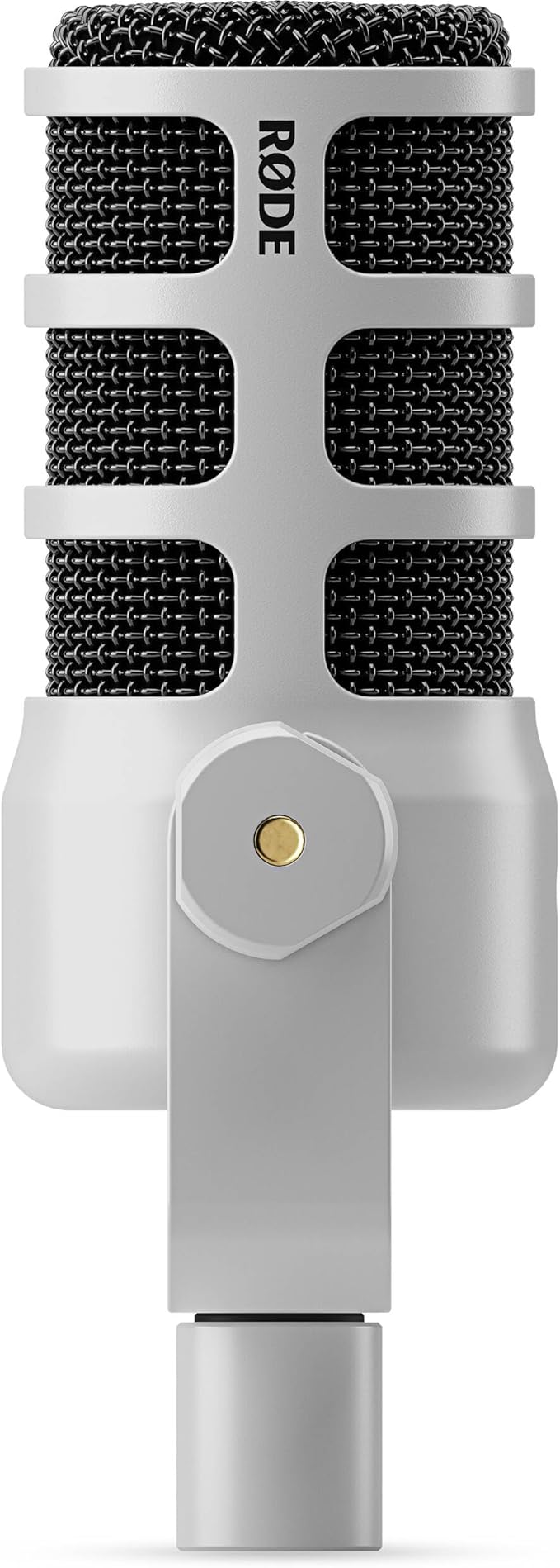Rode PodMic USB Dynamic Broadcast Microphone (White) with On-Stage Stands MS7701B Tripod Mic Stand and XLR Cable