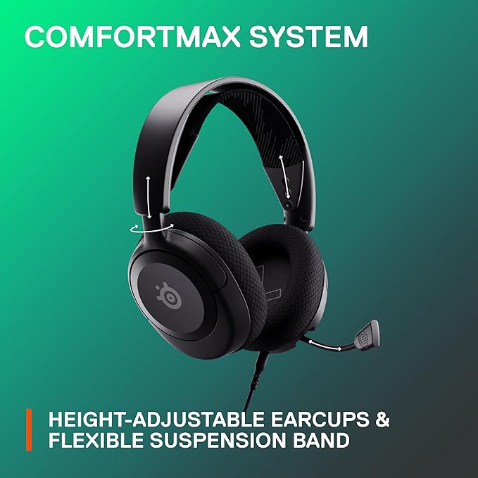 SteelSeries 61606 Arctis Nova 1 Gaming Headphones Wired Sealed Type Compatible with PC PS5 PS4 Switch Bi-Directional Microphone Noise Canceling Space Audio Hi-Fi Sound Adjustable Black