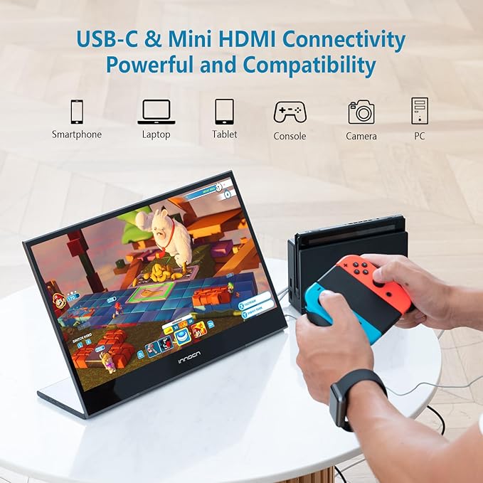 INNOCN 15.6 inch Portable Monitor Touchscreen | 1080P | HDMI USB C HDMI | for MacBook Windows Tablets Android Chrome PS4 Switch Mini PC | 400Nits | 100% sRGB