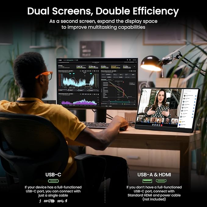 VILVA 17.3'' Portable Monitor 2.5K QHD 165Hz Gaming Display Ultra-Slim Metal Body Built-in Stand USB-C HDMI External Monitor for Laptop PC PS5 Xbox Switch